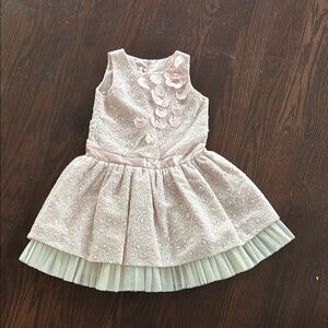 Isobella and Chloe size 6 Easter Dress Pink Floral Lace with Pleated Skirt